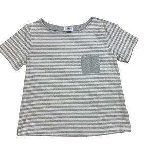 Old Navy Women's Gray and White Striped Tee